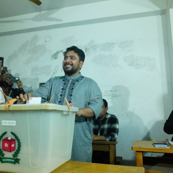 NCP convener Nahid Islam casts his vote