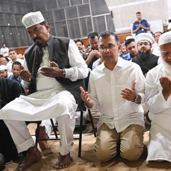Prime Minister Tarique Rahman participates in a prayer meeting…